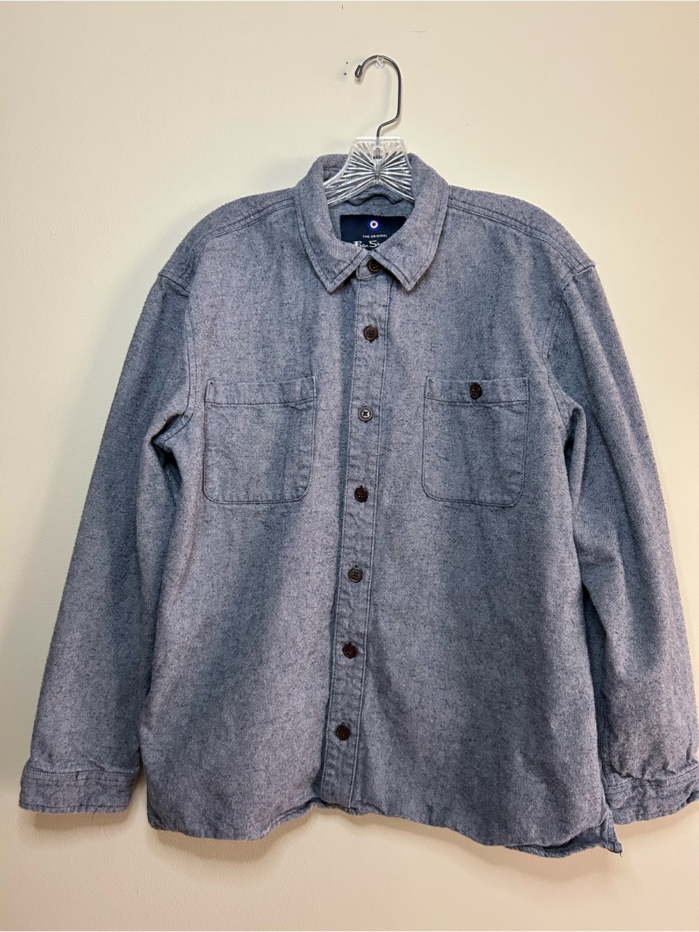 Ben Sherman Men's Light Gray Casual Button-Down Shirt Jacket